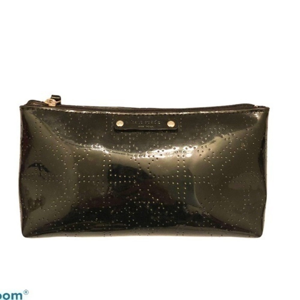 Kate spade black perforated cosmetic makeup case